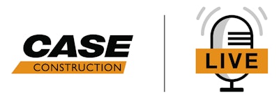 Case Construction logo with a live microphone clipart