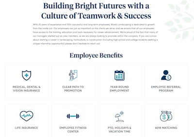 Building bright futures with a culture of teamwork and success with employee benefits listed