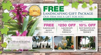 Cotleur & Hearing Landscaping Company ad including free services and discounts