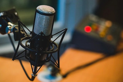 condenser microphone in a recording studio