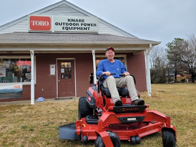 Brett Hill with Toro Z Master 4000 zero-turn mower at local toro dealer Knabe outdoor power equipment