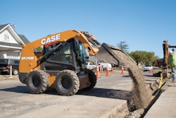 CASE SR210B Skid Steer Loader filling trench
