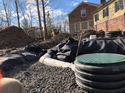 piping from landscaping uncovered in backyard