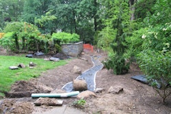 landscaping work in progress in yard