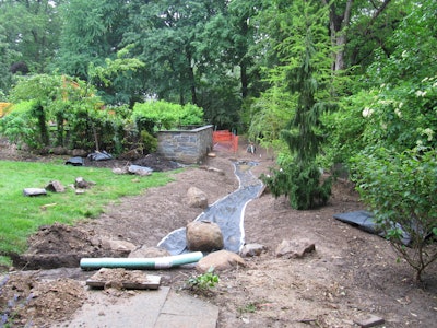 landscaping work in progress in yard