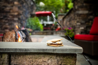 s'more on ledge around firepit