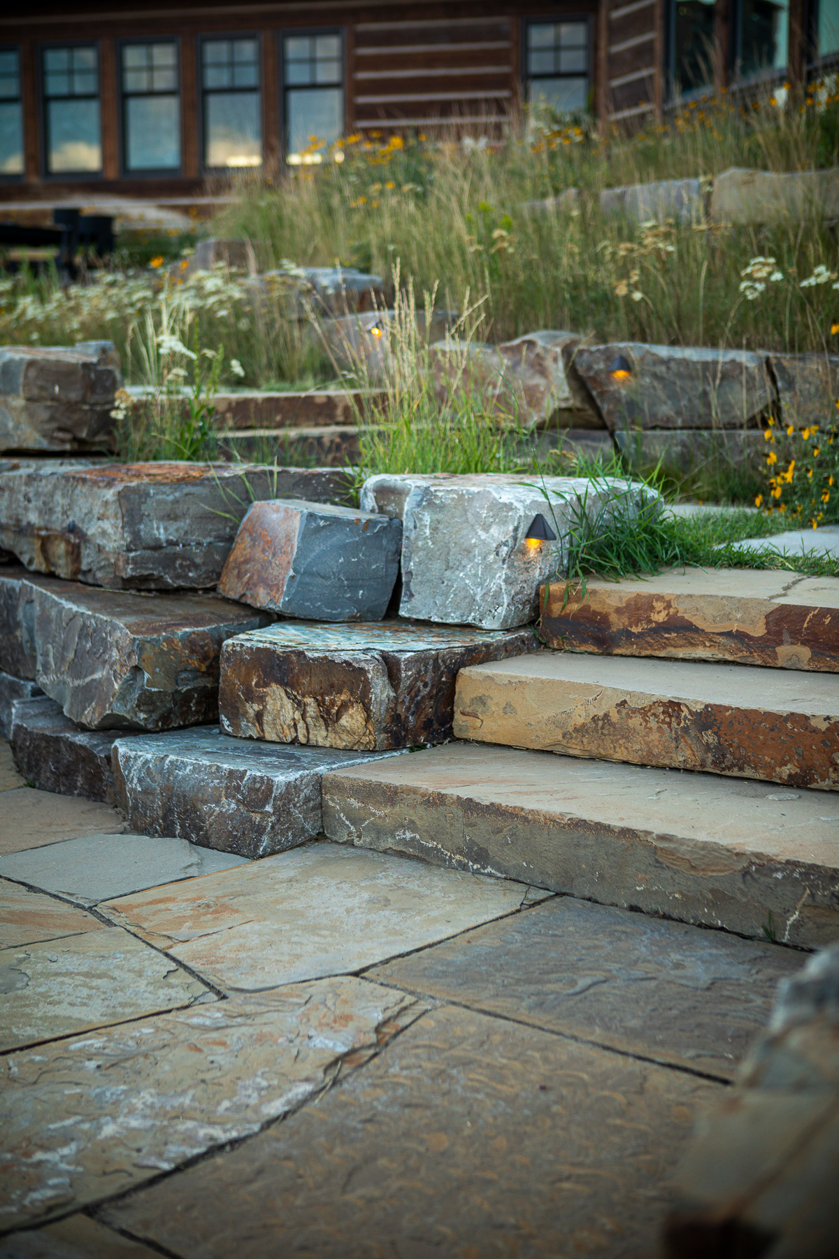 boulder stone steps