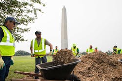 NALP members spreading mulch at the National Mall