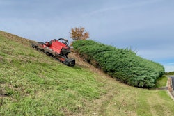 RC Mowers remote-operated robotic mower mowing a steep slope