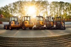 Volvo Electric Compact Wheel Loaders and Excavators parked outside