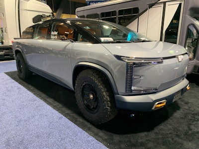 Edison Future electric truck on showroom floor