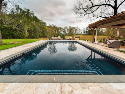 A dark-bottom pool in the countryside