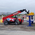 Manitou hydrogen telehandler prototype with fork attachment