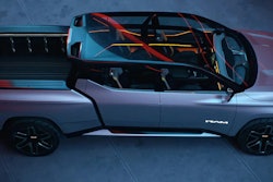 concept electric Ram 1500 Revolution pickup truck top view glass roof
