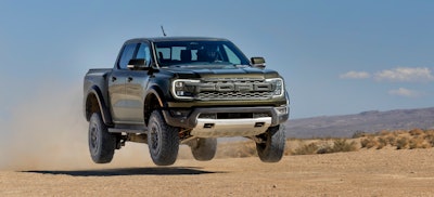 2024 Ford Ranger Raptor catches air in desert