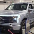 silver Ford F-150 Lightning in factory