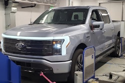 silver Ford F-150 Lightning in factory