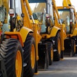 line of heavy equipment