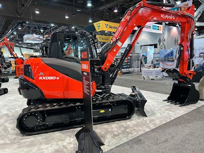 Kubota KX080-5 compact excavator side view