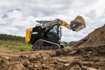 track loader scooping dirt