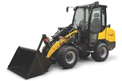 static photo white background New Holland ML27 small articulated loader