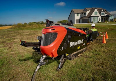 Ditch Witch JT21 horizontal directional drill at a residential jobsite
