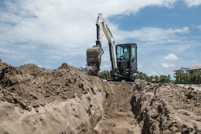 bobcat e35 excavator digging trench