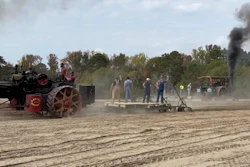 Rumely and Sawyer-Massey Steam Tractors plowing field