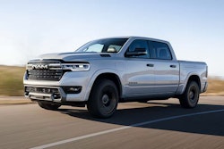 2026 1500 Ramcharger pickup truck silver driving on road