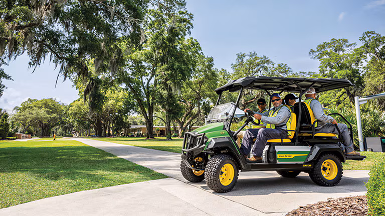 John Deere's new 2026 Gator GX Crew Electric has fold-down rear seats for additional cargo space.