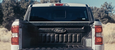 The bed provides 33.3 cubic feet of space inside the sidewalls with the multi-position tailgate fully closed – enough for 16 standard bags of mulch, Ford says.