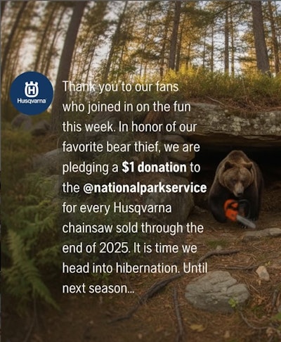 Husqvarna National Park Service Donation Post