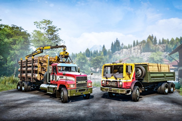 SnowRunner off-road equipment simulator game recently added Mack Truck models TerraPro and Pinnacle.
