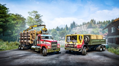 SnowRunner off-road equipment simulator game recently added Mack Truck models TerraPro and Pinnacle.