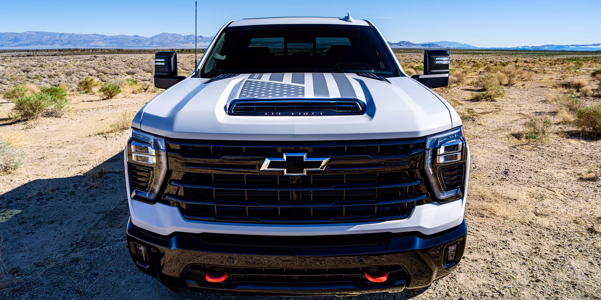 A glimpse of the Stars & Steel Collection design Chevy is planning for the 2026 Silverado HD.