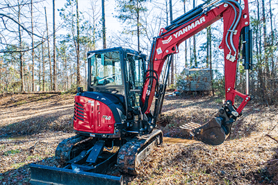 Yanmar's top-seller is the 4.32-metric-ton SV40, which runs on a 39-horsepower Yanmar diesel engine and has a dig depth of 11 feet 10 inches.