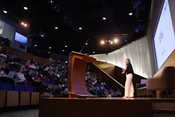 Kamber Parker Bowden speaks to a crowd about the advantages of embracing a multi-generational work environment.