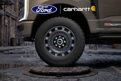 A computer-generated photo teasing this year's unveiling of a 2027 Ford Super Duty Carhartt edition.