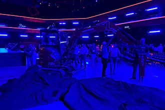 Hitachi CMA reveals its next-gen ZX35U-7 mini excavator with new Landcros name at its dealer meeting July 21 in Fayetteville, Georgia.
