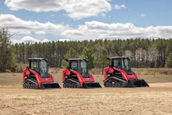 Yanmar's first compact track loaders with ASV Posi-Track, from left, the TL25RP, TL40RP and TL50RP.