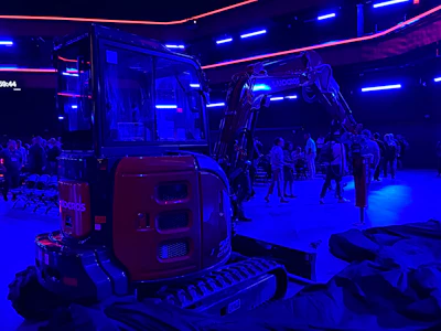 Hitachi CMA reveals its next-gen ZX35U-7 mini excavator with new Landcros name at its dealer meeting July 21 in Fayetteville, Georgia.