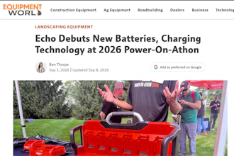 Echo demonstrates new battery-powered landscaping equipment at 2026 Power-On-Athon outdoor event